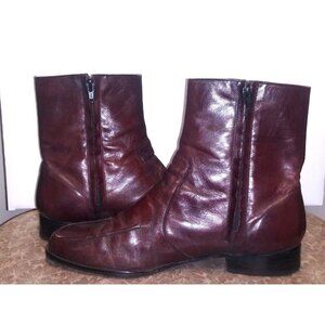 VTG Hanover Ankle Boots Zippered Mens 9.5 D Western Style Cowboy Brown leather